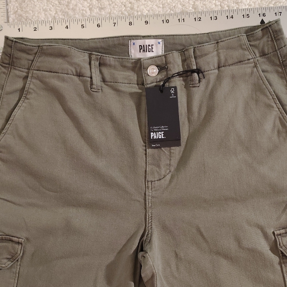 PAIGE Carly Wide Leg Cargo Pocket Jeans – Vintage Ivy Green, Size 32 (10-12) - Picture 11 of 16